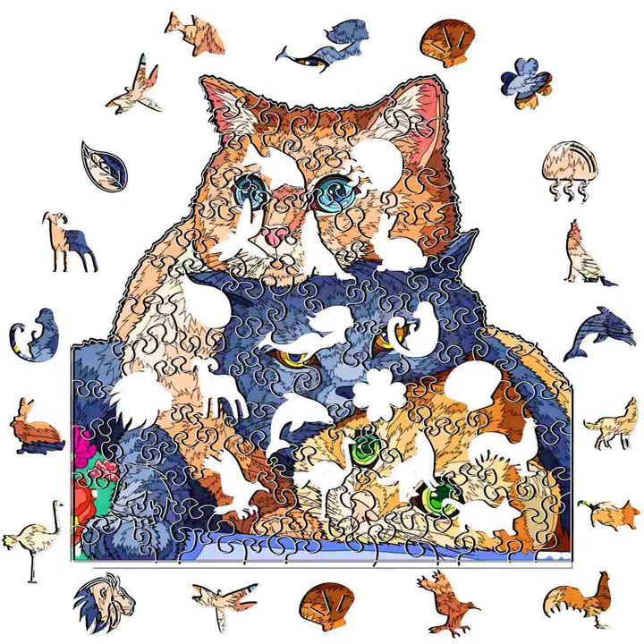 Whisker Wonderland Cat - Wooden Jigsaw Puzzle - image 1