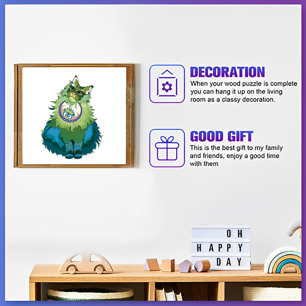 Blue Cat - Wooden Jigsaw Puzzle - image 2