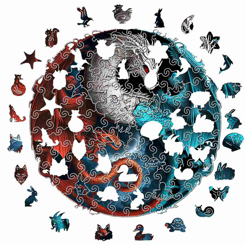 Dragons Yin Yang - Wooden Jigsaw Puzzle - image 1