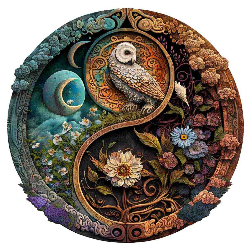 Flower & Bird Yin Yang - Jigsaw Puzzle - A3 (120 - 150 Pieces) - image 0