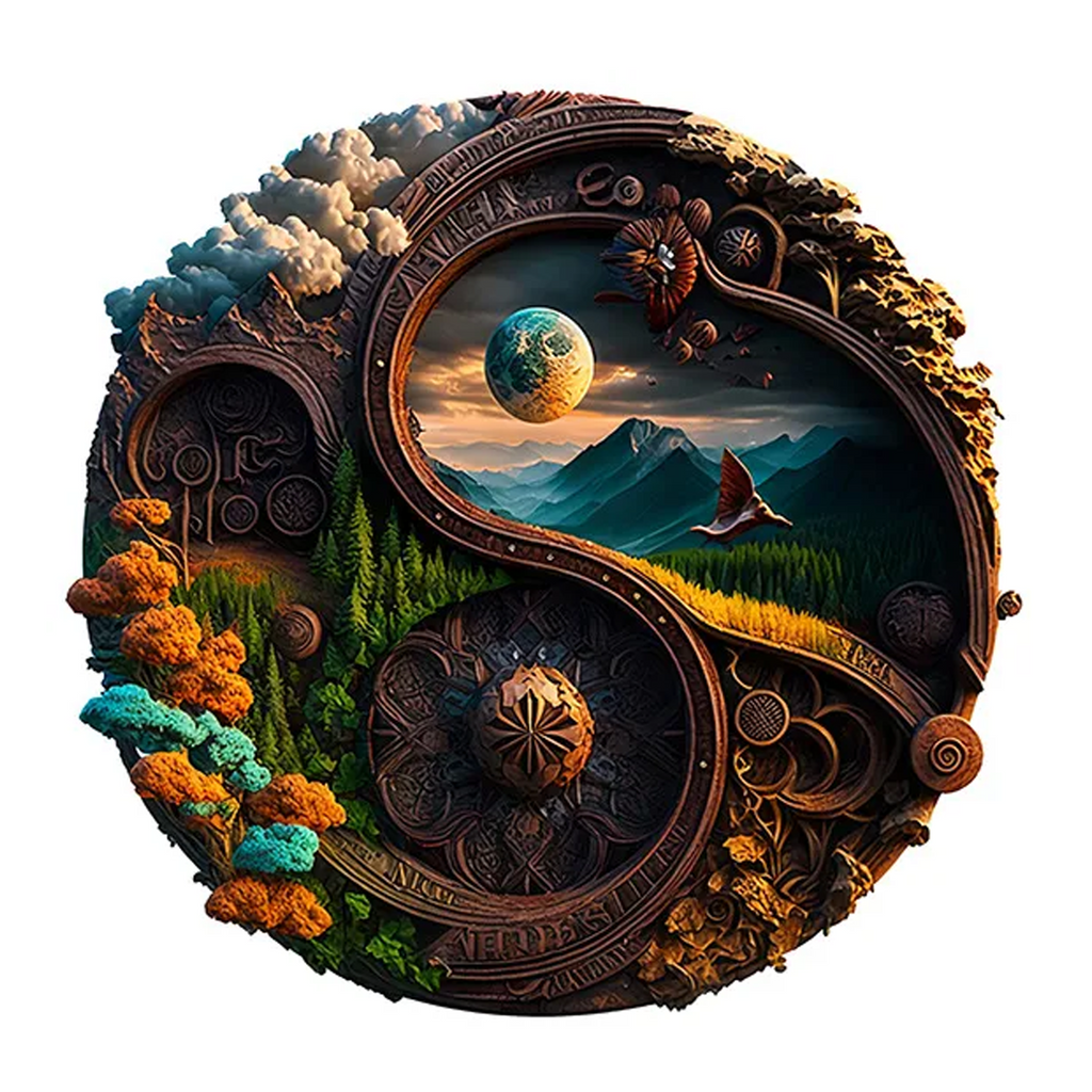 Heaven Yin Yang - Wooden Jigsaw Puzzle - A4 - image 0