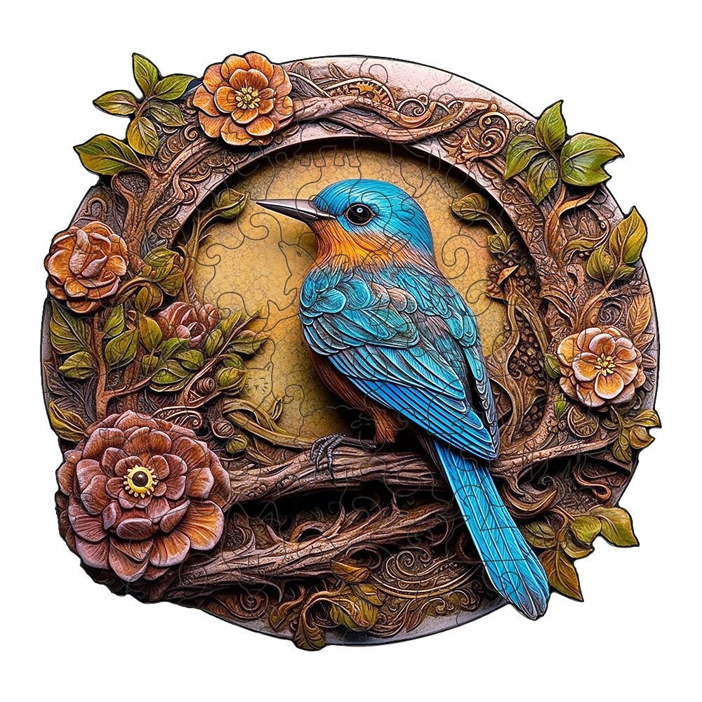 Enchanting Bird and Flowers - Wooden Jigsaw Puzzle - A3 - image 0
