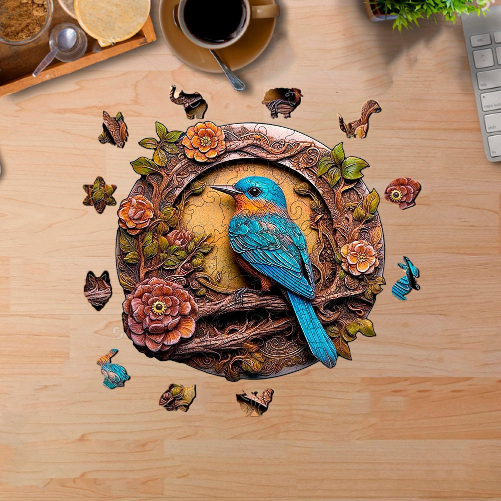 Enchanting Bird and Flowers - Wooden Jigsaw Puzzle - image 1