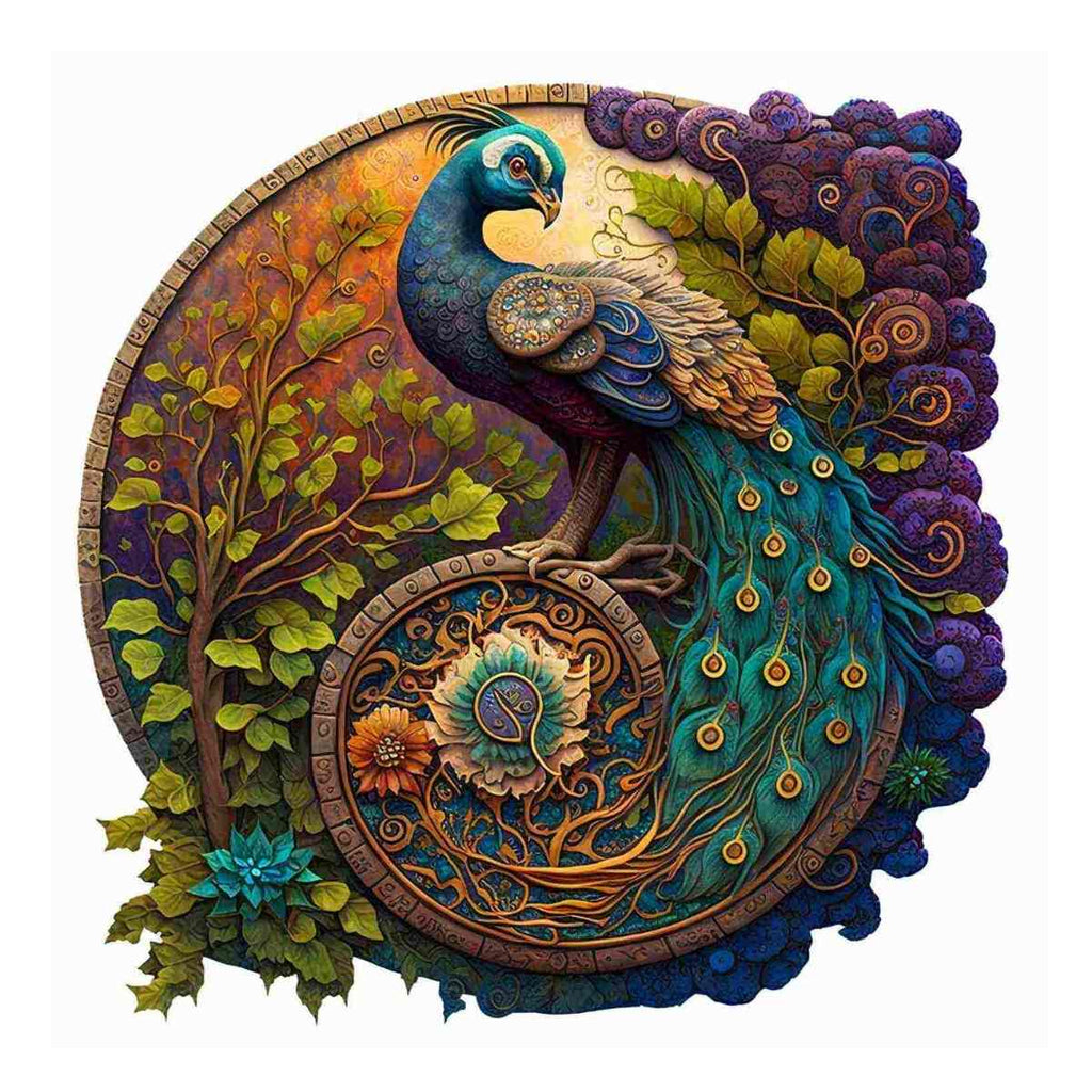 Peacock Yin Yang - Wooden Jigsaw Puzzle - A3 - image 0