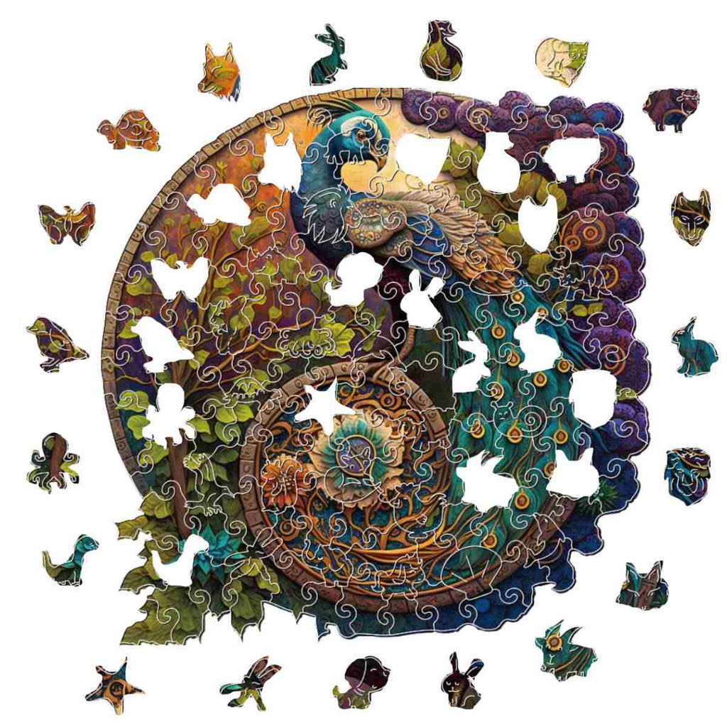 Peacock Yin Yang - Wooden Jigsaw Puzzle - image 1