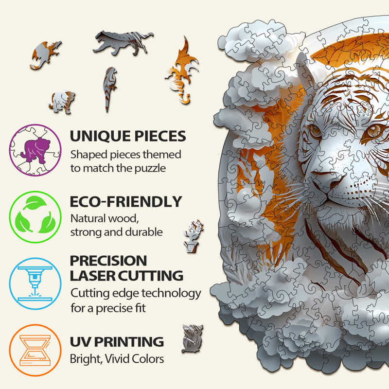 3D Paper Tiger - Wooden Jigsaw Puzzle - image 3