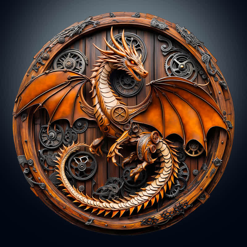3D Mechanical Dragon-1 - Wooden Jigsaw Puzzle - A3 - Wooden Gift Packaging - image 0