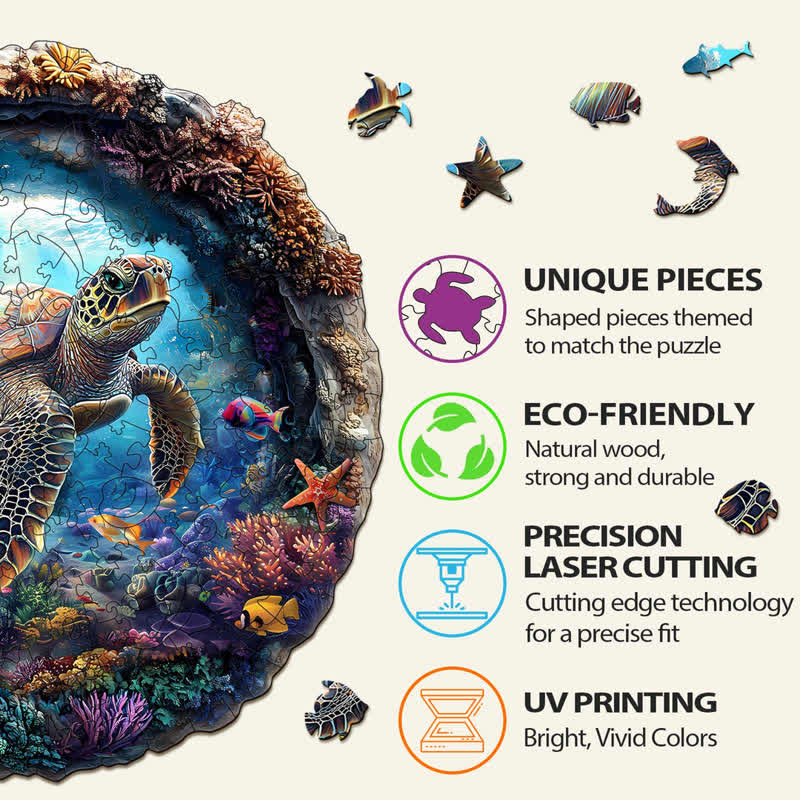 3D Turtle - Wooden Jigsaw Puzzle - image 1