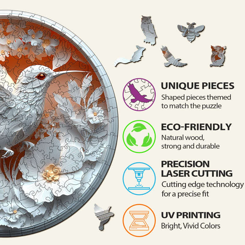 3D Paper Hummingbird - Wooden Jigsaw Puzzle - image 2