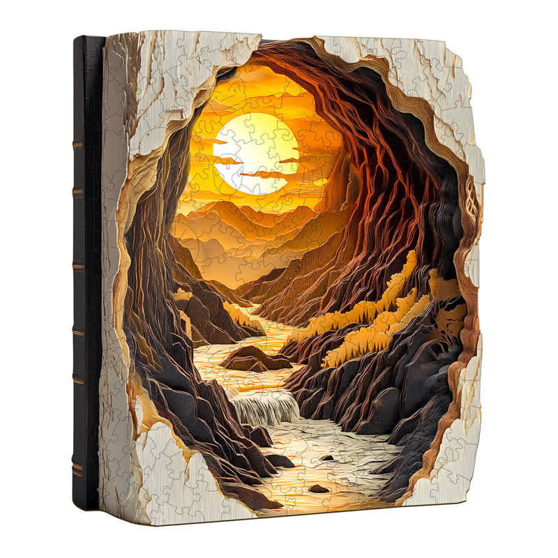 3D Sunset in a Book - Wooden Jigsaw Puzzle - image 3
