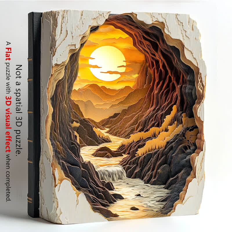 3D Sunset in a Book - Wooden Jigsaw Puzzle - image 2
