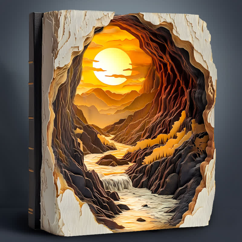 3D Sunset in a Book - Wooden Jigsaw Puzzle - A3 - Wooden Gift Packaging - image 0