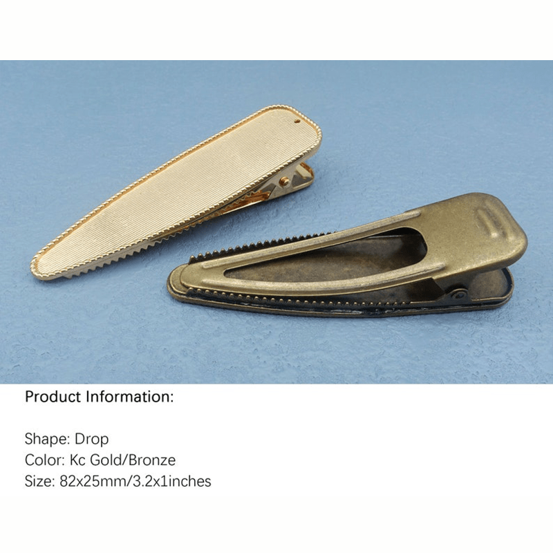 Hand Embroidery Hair Clip Making Base with Cover | Needlework Jewelry Base - Drop - Kc Gold-10pc - image 3