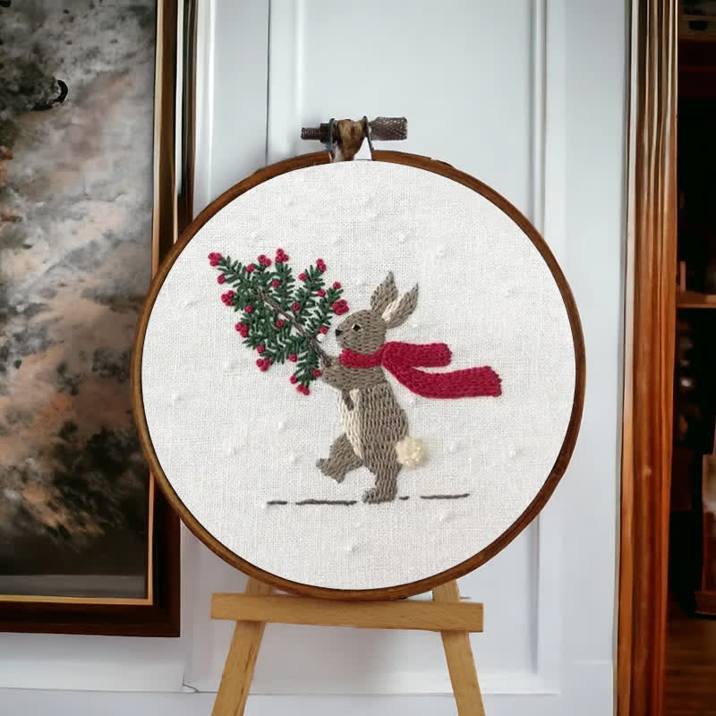 Rubbyoo Embroidery Kit - Xmas Bunny In The Woods | Beginner Friendly Embroidery - image 5