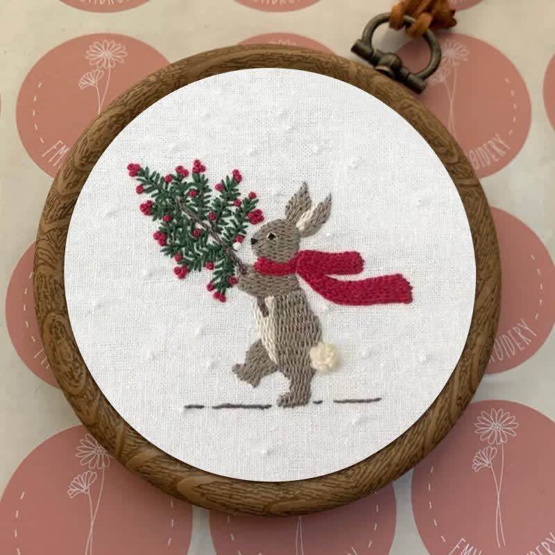 Rubbyoo Embroidery Kit - Xmas Bunny In The Woods | Beginner Friendly Embroidery - image 6