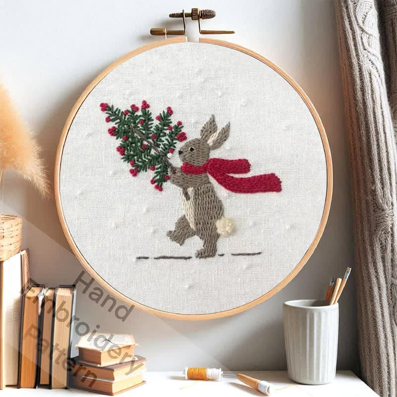 Rubbyoo Embroidery Kit - Xmas Bunny In The Woods | Beginner Friendly Embroidery - image 8