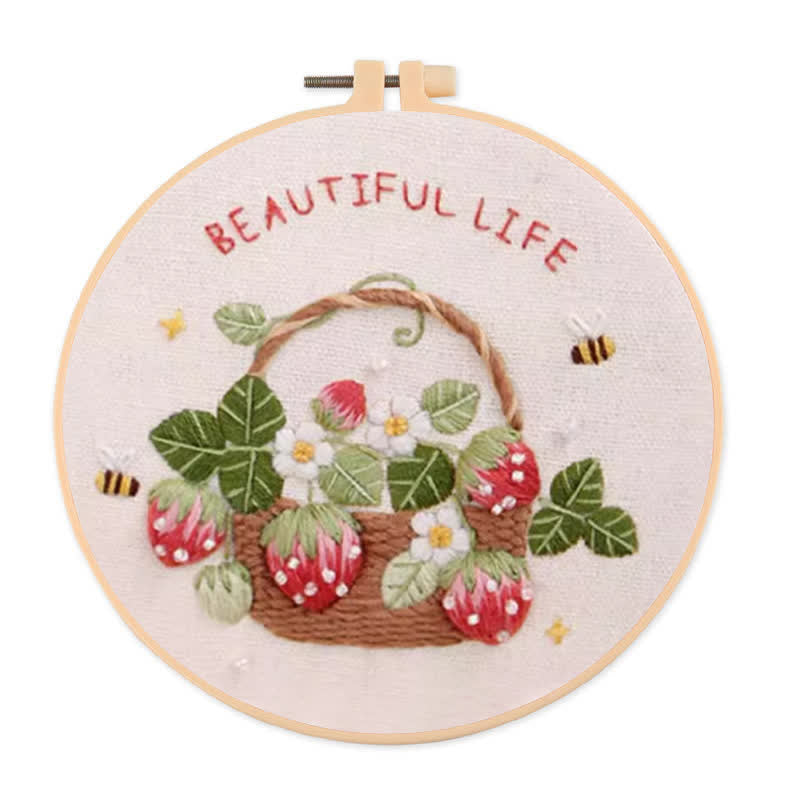 Rubbyoo Embroidery Kit - Strawberry Basket Hand Embroidery Pattern - image 0