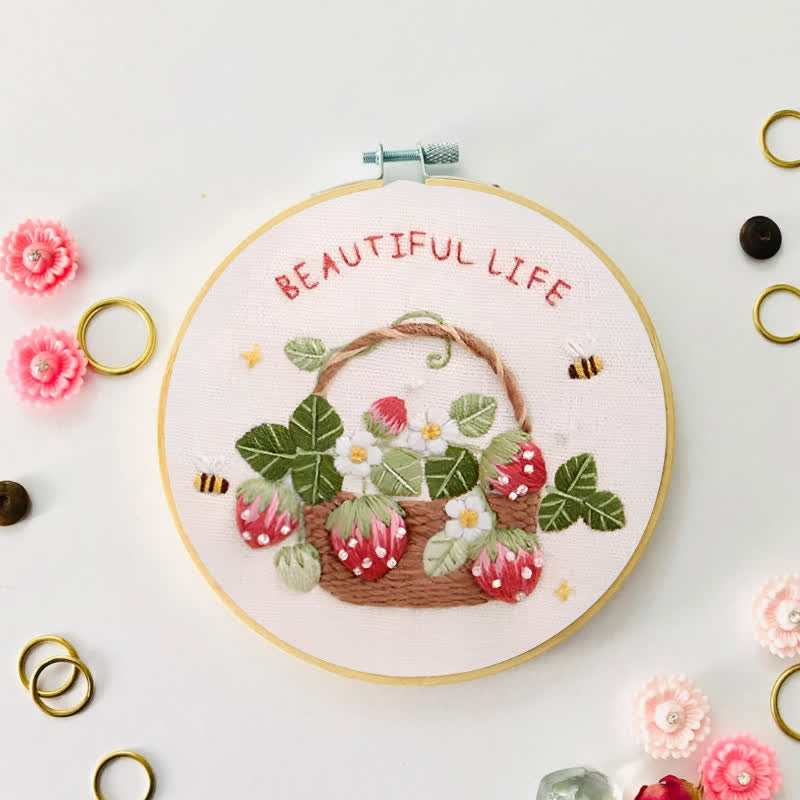 Rubbyoo Embroidery Kit - Strawberry Basket Hand Embroidery Pattern - image 4