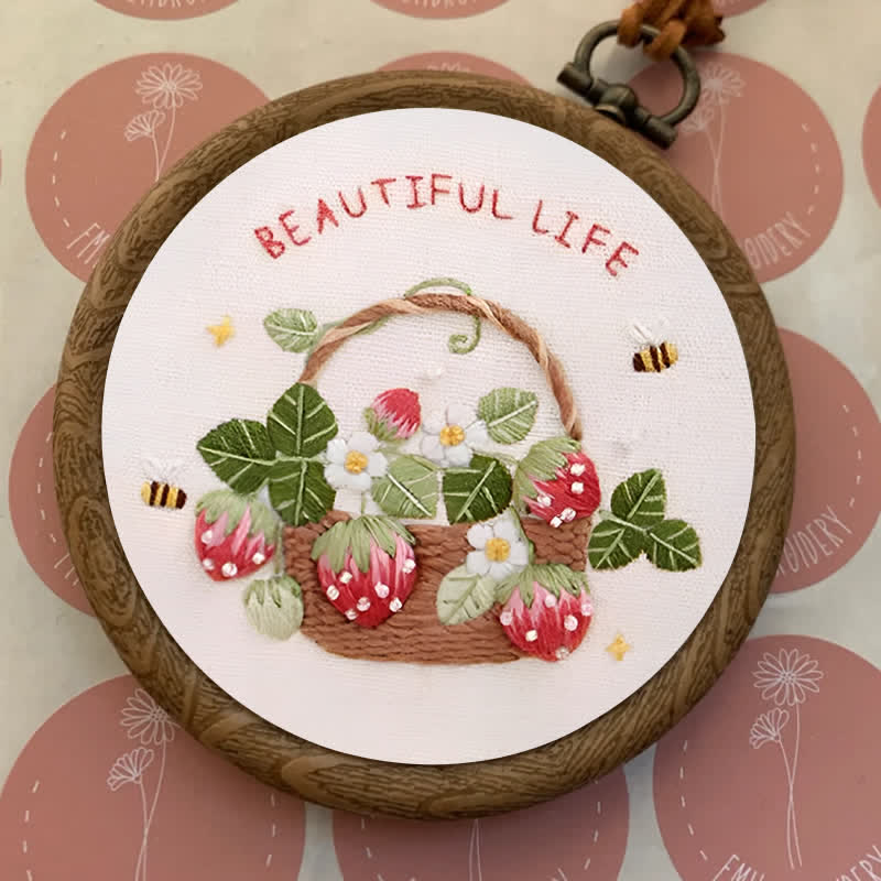 Rubbyoo Embroidery Kit - Strawberry Basket Hand Embroidery Pattern - image 3