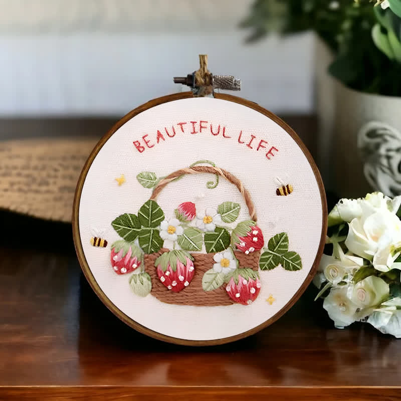 Rubbyoo Embroidery Kit - Strawberry Basket Hand Embroidery Pattern - image 5