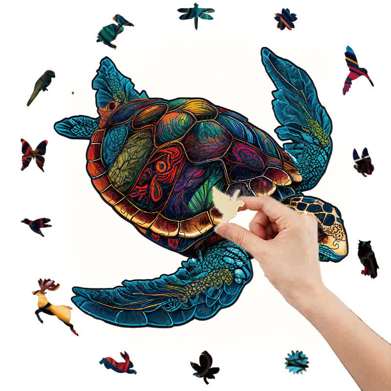 Full Color Turtle - Wooden Jigsaw Puzzle - image 1