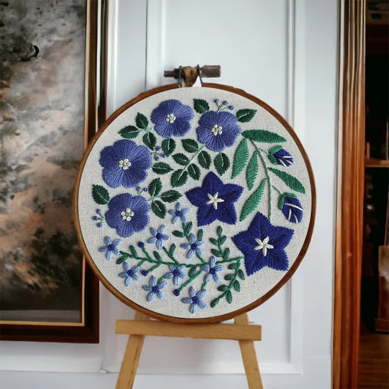 Rubbyoo Embroidery Kit - Blue Flowers - image 2