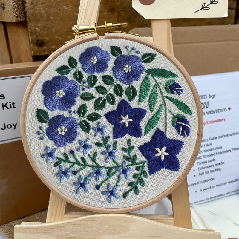 Rubbyoo Embroidery Kit - Blue Flowers - image 4