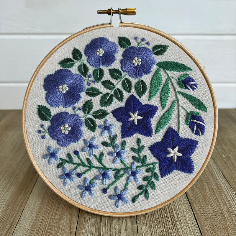 Rubbyoo Embroidery Kit - Blue Flowers - image 5