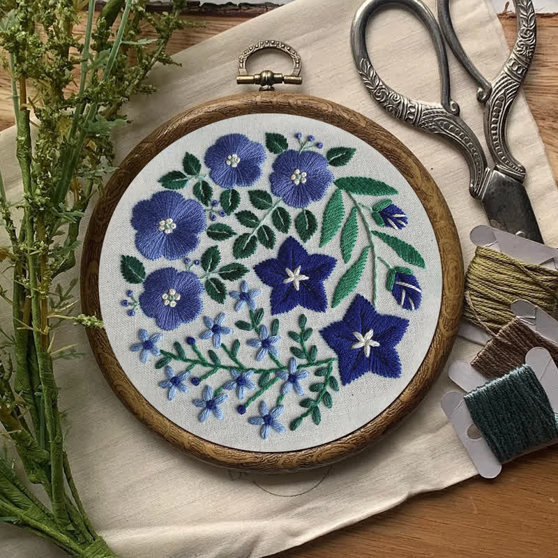 Rubbyoo Embroidery Kit - Blue Flowers - image 6