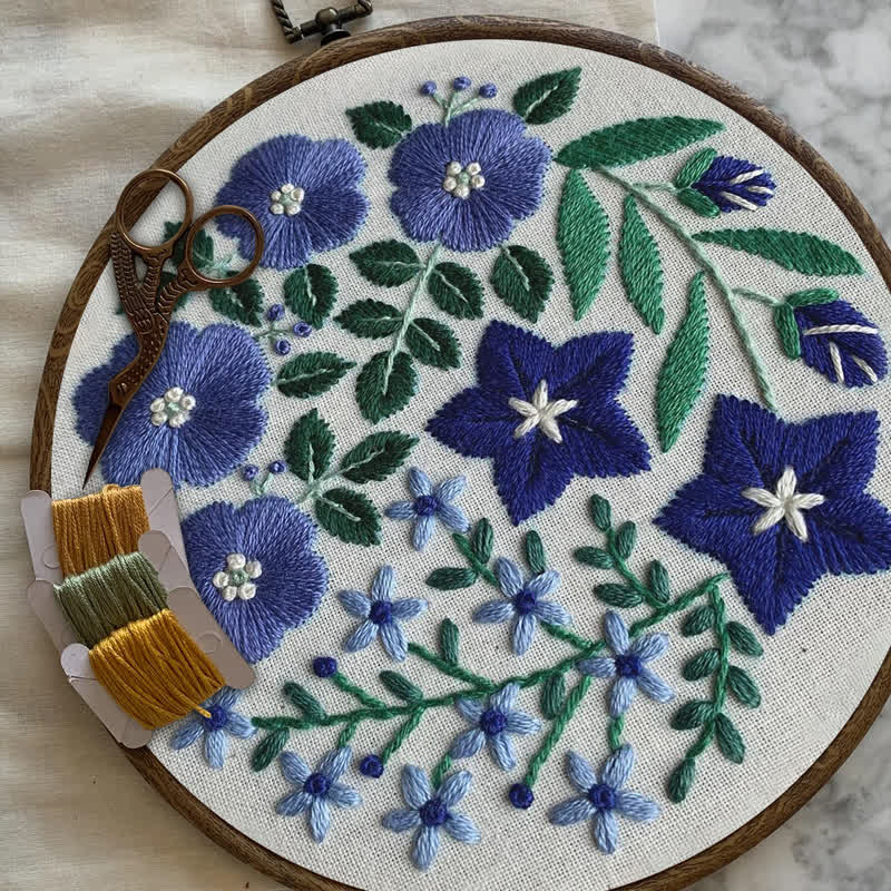 Rubbyoo Embroidery Kit - Blue Flowers - image 7