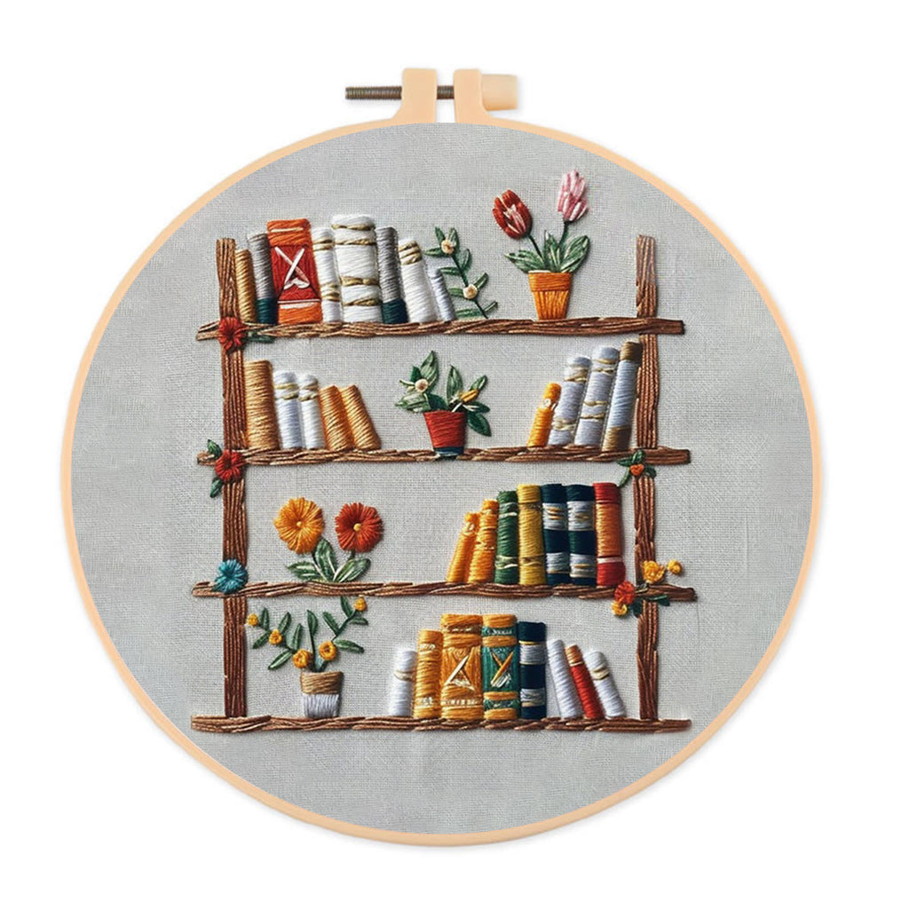 Rubbyoo Embroidery Kit - Floral Bookshelf | Diy Kit For Women DIY Craft Kits - 20*20cm - image 0