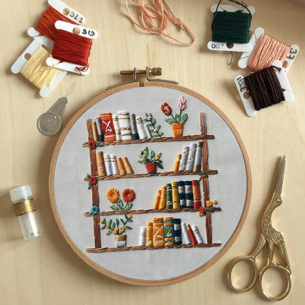 Rubbyoo Embroidery Kit - Floral Bookshelf | Diy Kit For Women DIY Craft Kits - image 5