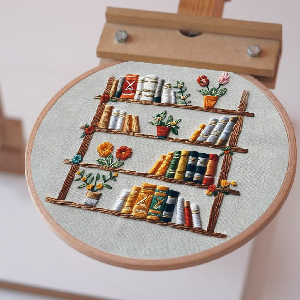 Rubbyoo Embroidery Kit - Floral Bookshelf | Diy Kit For Women DIY Craft Kits - image 3