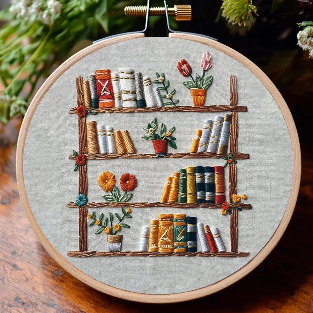 Rubbyoo Embroidery Kit - Floral Bookshelf | Diy Kit For Women DIY Craft Kits - image 2