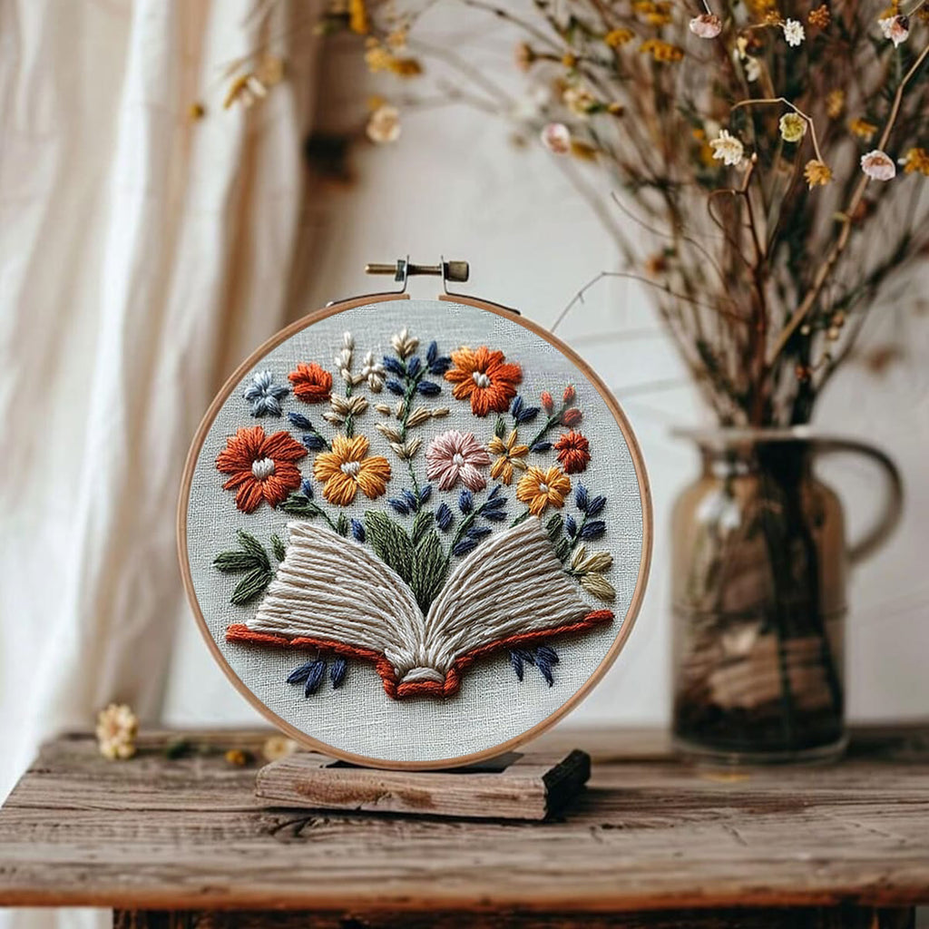 Rubbyoo Embroidery Kit - Blooming Pages | Starter Kit Wall Decor - image 1