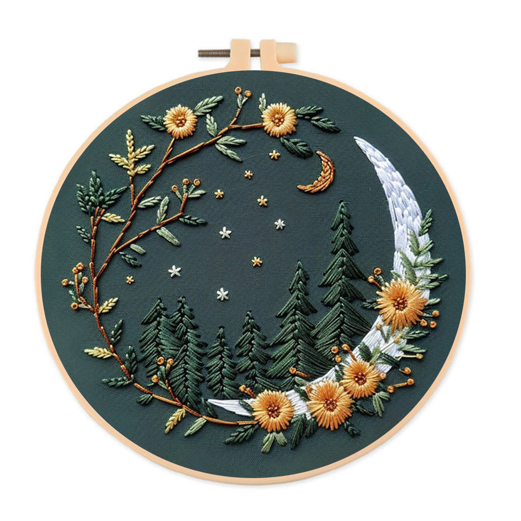 Rubbyoo Embroidery Kit - Moonlit Meadow | DIY Craft Kits For Craft Lover - 20*20cm - image 0