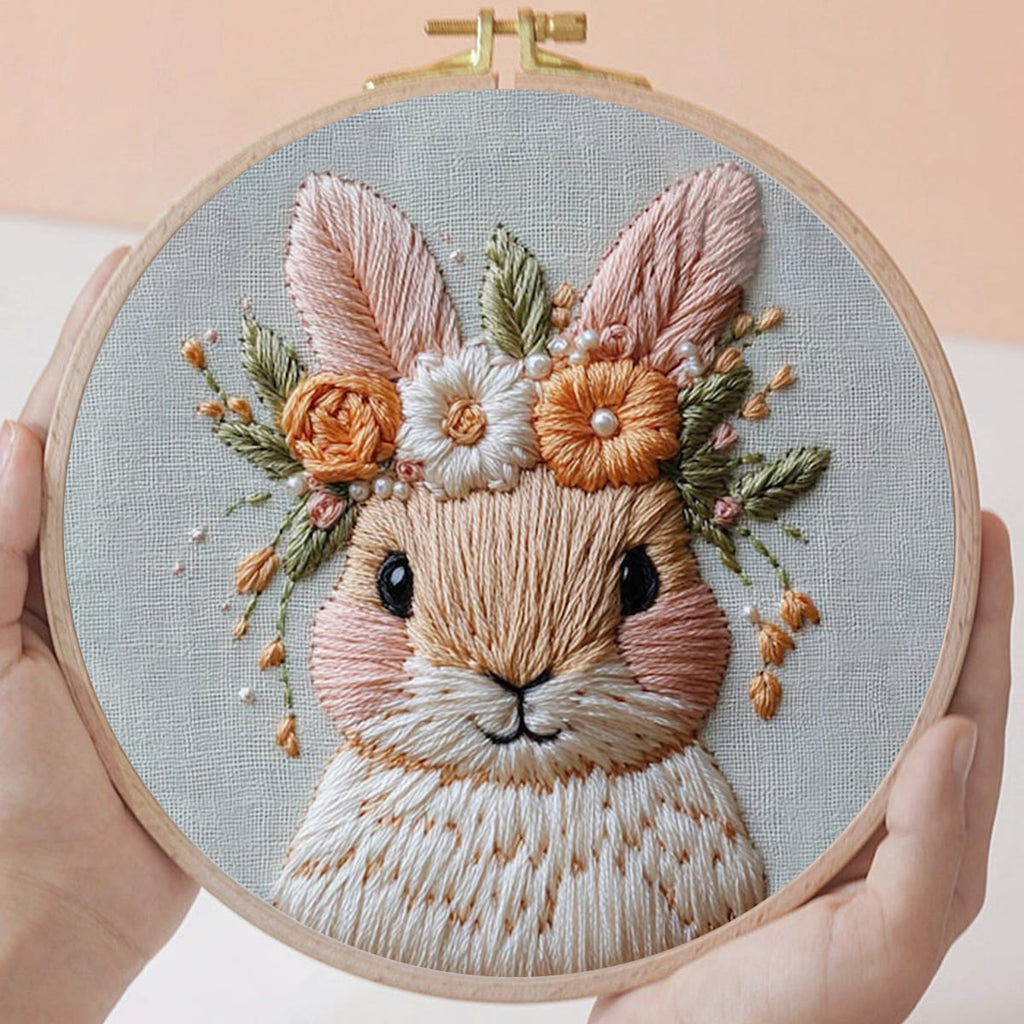 Rubbyoo Embroidery Kit - Floral Rabbit | DIY Craft Kits For Craft Lover - image 2