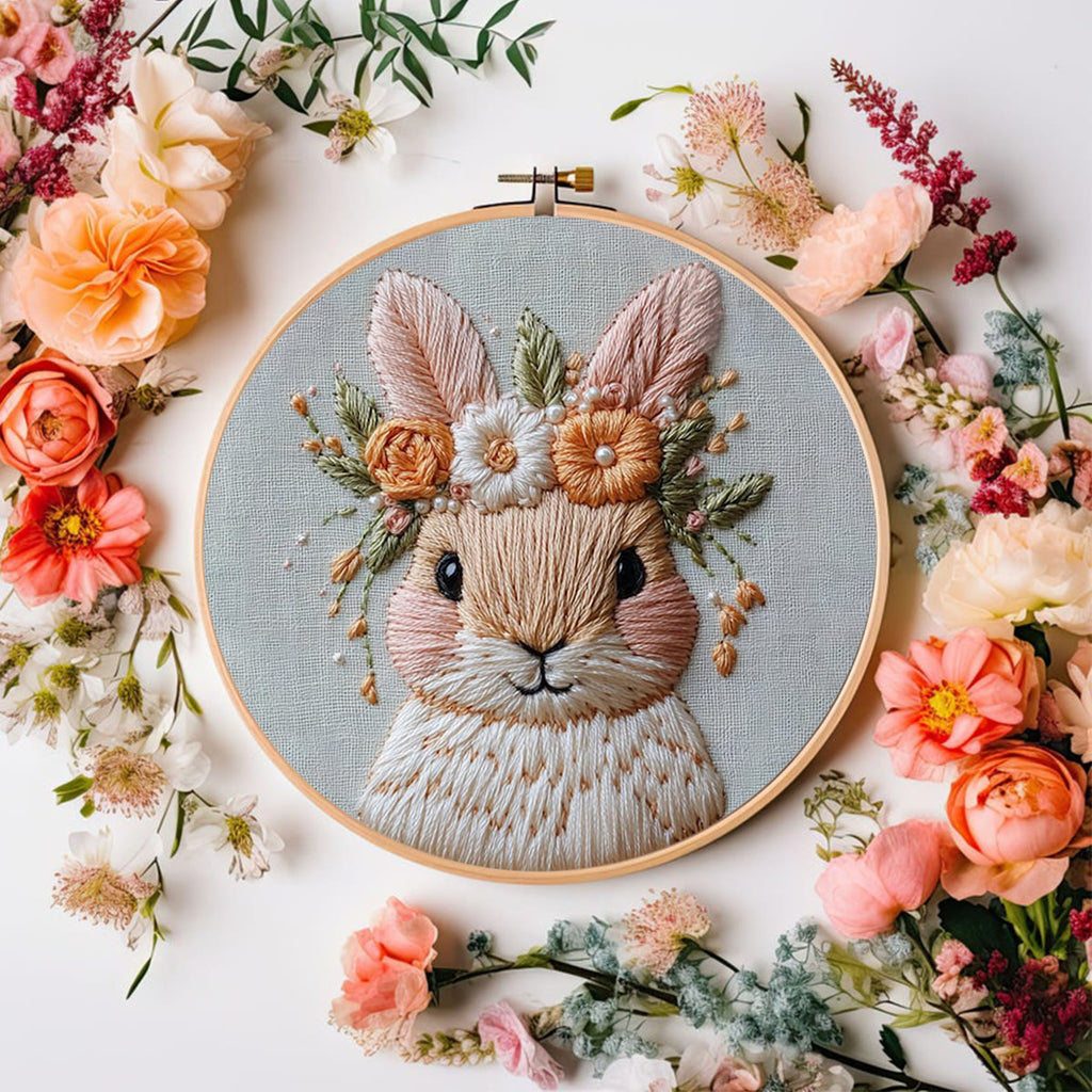 Rubbyoo Embroidery Kit - Floral Rabbit | DIY Craft Kits For Craft Lover - image 7
