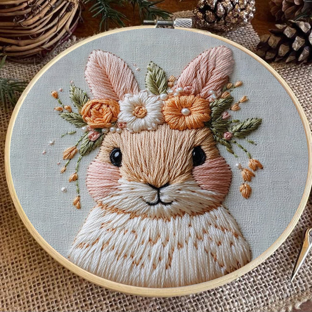 Rubbyoo Embroidery Kit - Floral Rabbit | DIY Craft Kits For Craft Lover - image 5