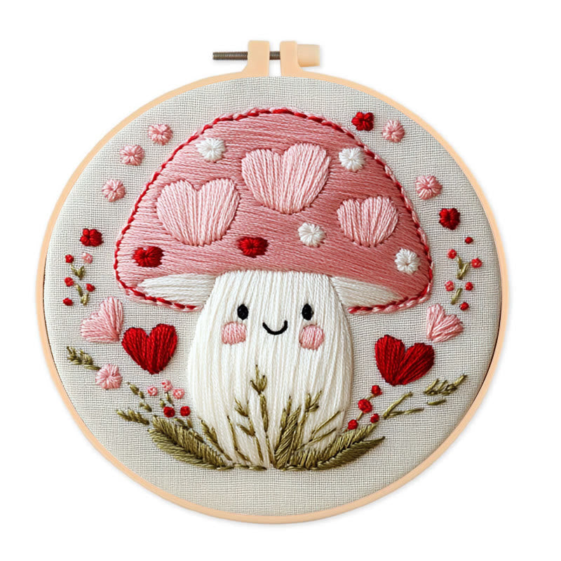 Rubbyoo Embroidery Kit -Love Shroom | Starter kit Needlework Gift - 20*20cm - image 0