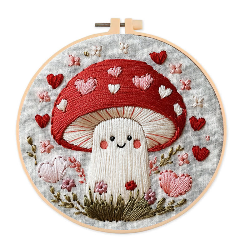 Rubbyoo Embroidery Kit -Heartfelt Mushroom | Hand Stitch For Craft Lover - 20*20cm - image 0