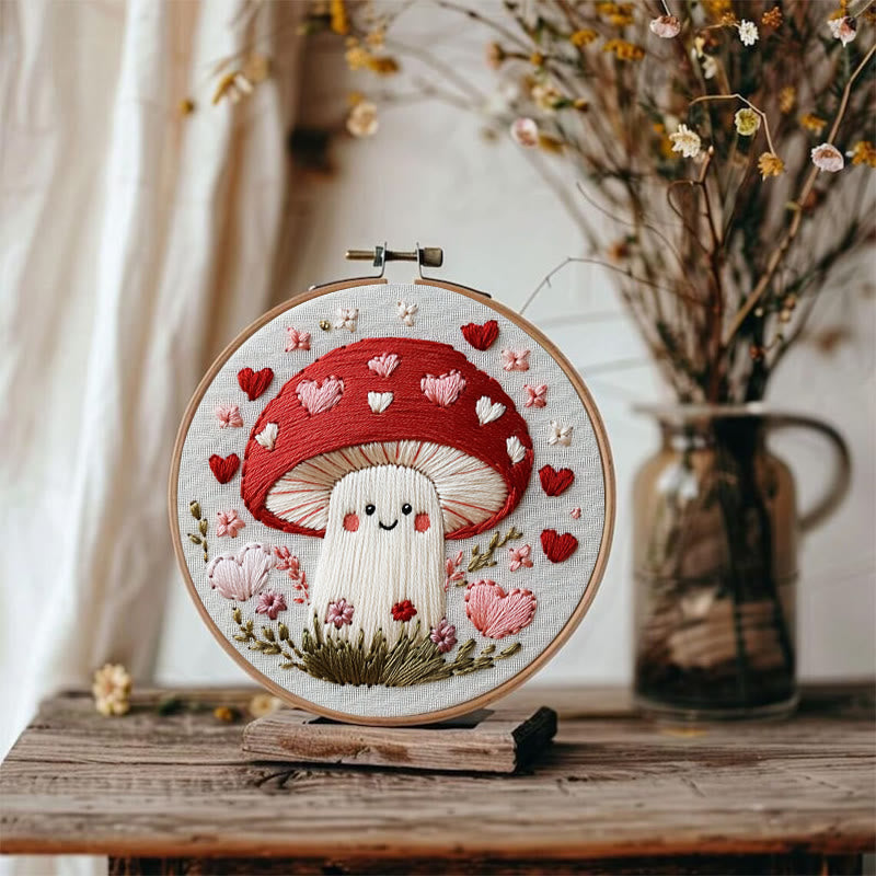 Rubbyoo Embroidery Kit -Heartfelt Mushroom | Hand Stitch For Craft Lover - image 1