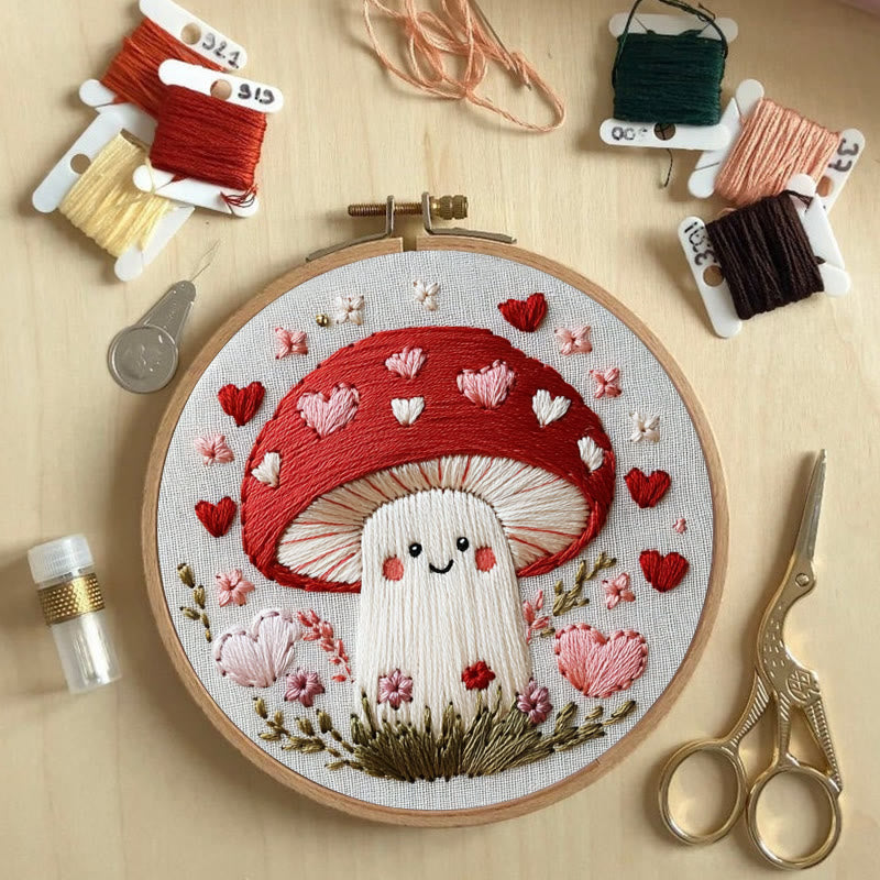 Rubbyoo Embroidery Kit -Heartfelt Mushroom | Hand Stitch For Craft Lover - image 2