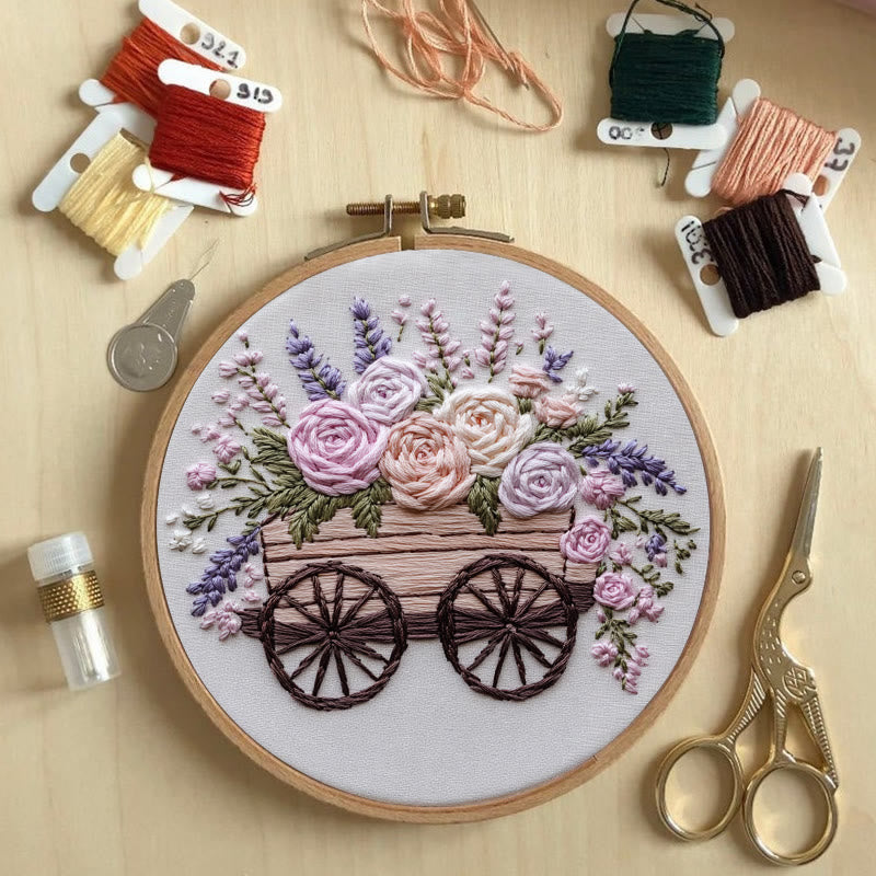 Rubbyoo Embroidery Kit -Floral Wagon | DIY Craft Kits Cozy Crafts - image 2