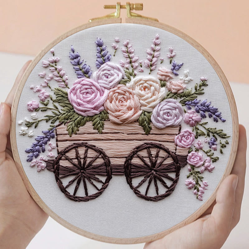 Rubbyoo Embroidery Kit -Floral Wagon | DIY Craft Kits Cozy Crafts - image 3