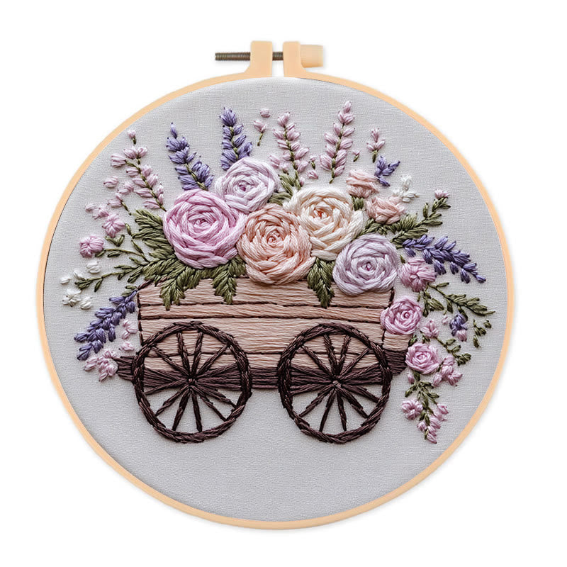 Rubbyoo Embroidery Kit -Floral Wagon | DIY Craft Kits Cozy Crafts - 20*20cm - image 0