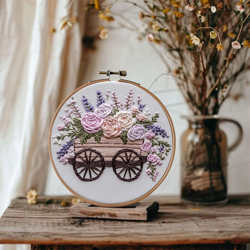 Rubbyoo Embroidery Kit -Floral Wagon | DIY Craft Kits Cozy Crafts - image 1