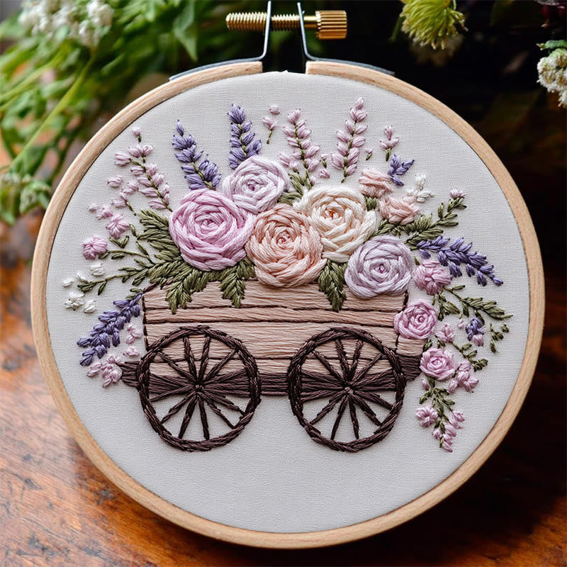 Rubbyoo Embroidery Kit -Floral Wagon | DIY Craft Kits Cozy Crafts - image 4