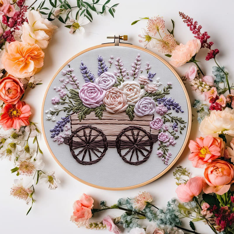Rubbyoo Embroidery Kit -Floral Wagon | DIY Craft Kits Cozy Crafts - image 7