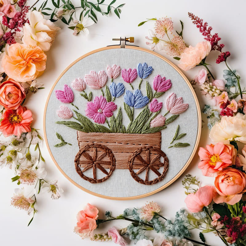 Rubbyoo Embroidery Kit -Spring Cart | For Craft Lover  Cozy Crafts - image 7